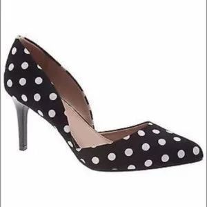 Lane Bryant Black & White Polka Dot Pointed Toe Heels size 10 W
